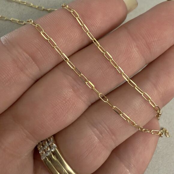 Solid 10k Yellow Gold Paper Clip Necklace 20in 1.8mm~NEW - Picture 7 of 9